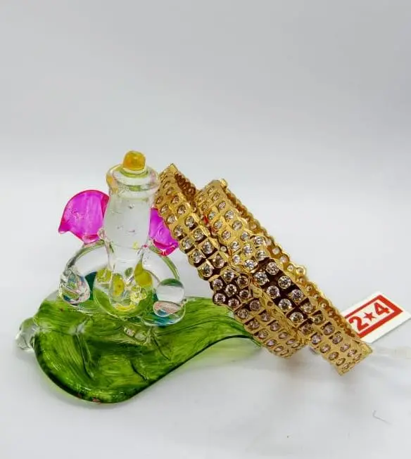 High Quality Impon Panchaloha Bangles With Full  White Stone