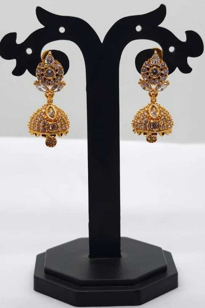 Micro Gold Ad Stone Jhumka 
