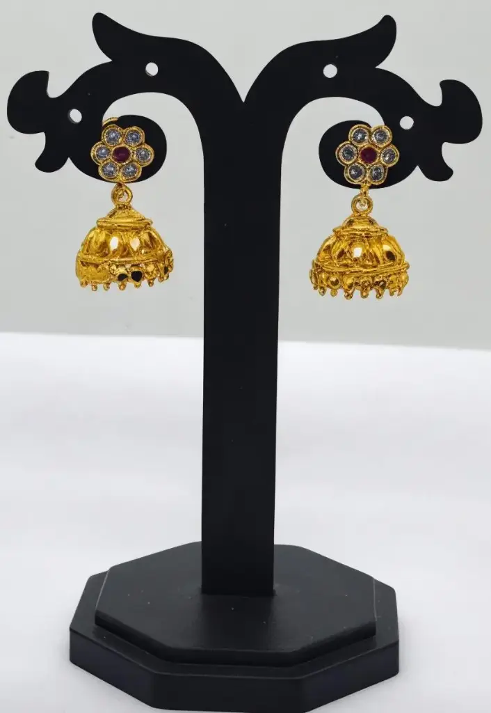 One Gram Gold Forming Impon Stone Jhumka 