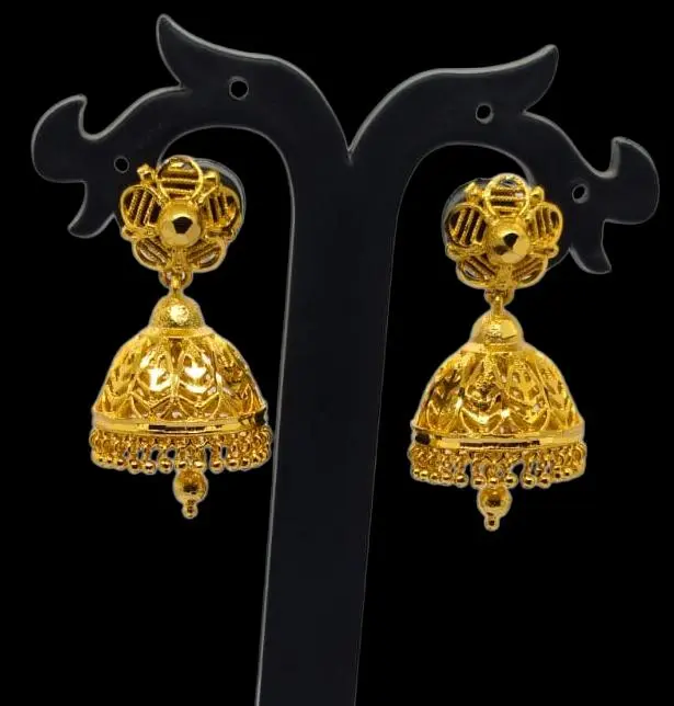One Gram Gold Forming Gold Design Jhumka