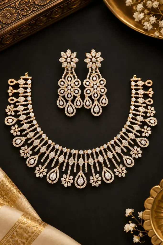 Gold Plated American Diamond Necklase