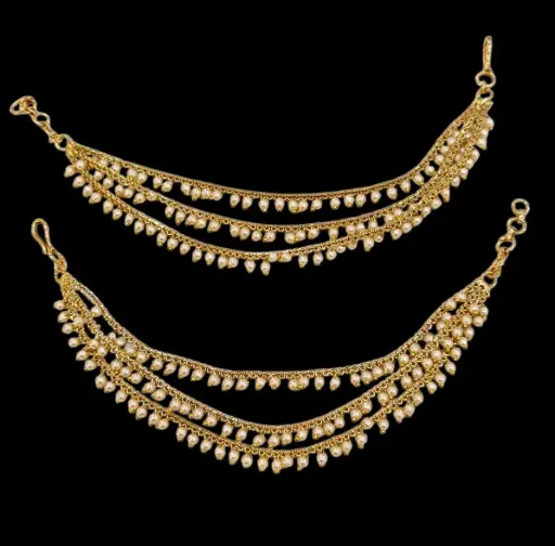  Three Layers White Pearl Desinger  Ear Chain 