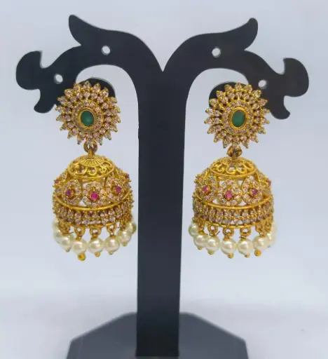 Antique Finished AD Stone Earrings