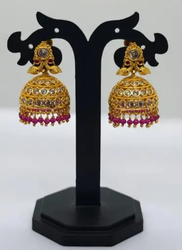 Micro Gold Ad Stone Big Size Jhumka