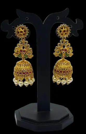 Antique Finished AD Stone Jhumka 