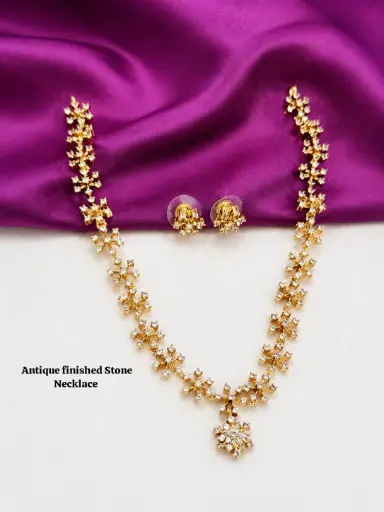 Antique Finished full white stone Necklace