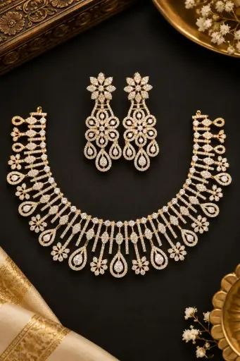 Gold Plated American Diamond Necklase