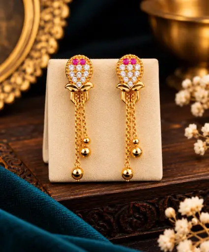 Gold Casting Floral Drop Earing