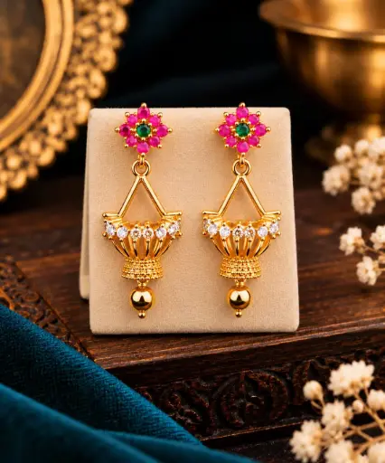 Gold Plated Flower Pot Jhumka